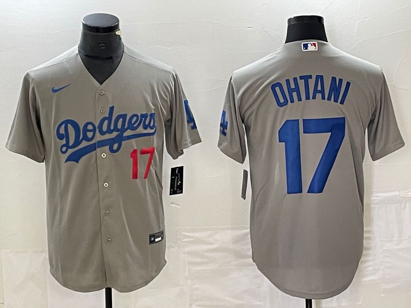 Men Los Angeles Dodgers #17 Ohtani Grey Nike Game MLB Jersey style 4